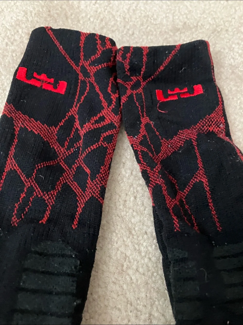 Nike LeBron Black, Red & Gray Athletic Crew Socks